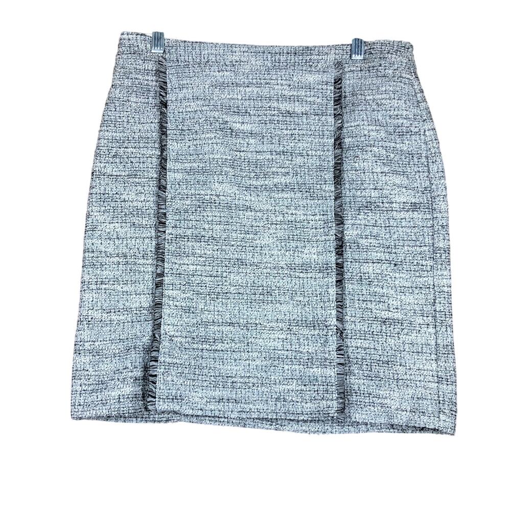 Banana Republic Womens Skirt Gray Lined Tweed Midi Back Zip Corpcore Stretch 8